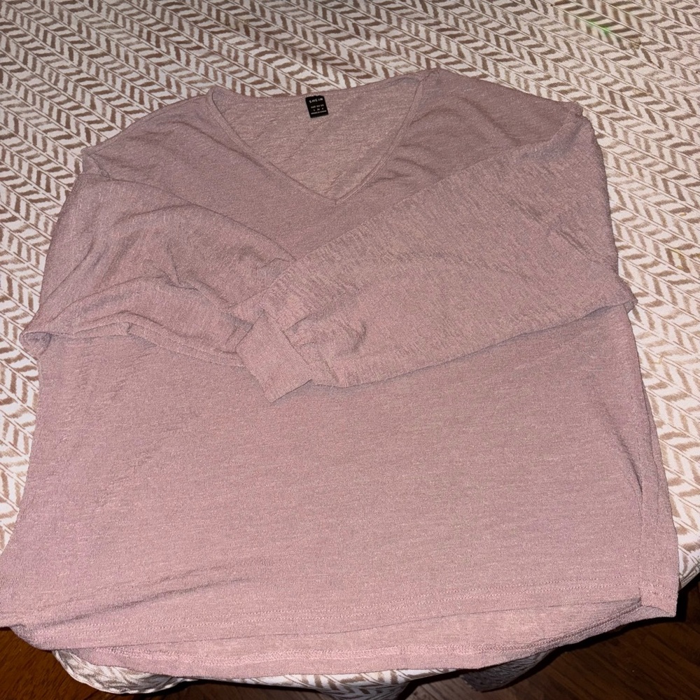 SHEIN Blush V-Neck Knit Top